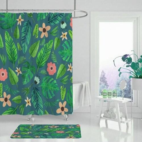 180x180cm shower curtain bath mat set flower stamen carpet shower curtain bathroom cushion toilet seat cushion