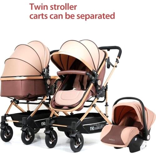 Twin stroller high landscape split double trolley light folding stroller two baby car newborn