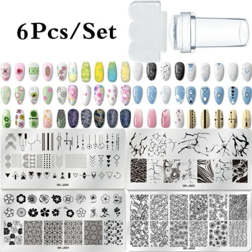 Mtssii Nail Art Geometry Templates Stamping Plate Set Design Flower Animal Glass Temperature Lace Stamp Templates Plates Image