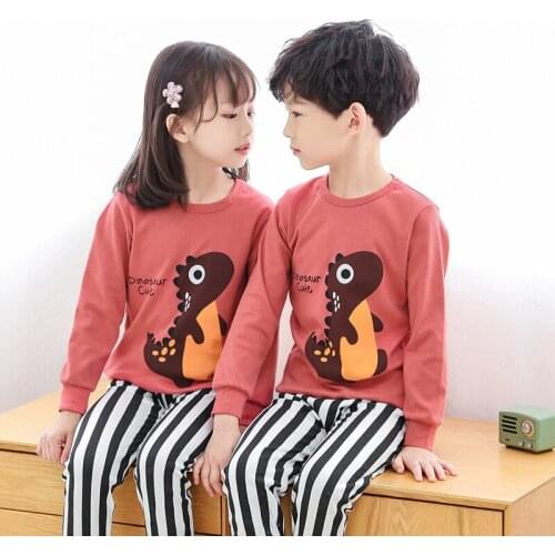 Children Underwear Sets for Boys Girls 100% Cotton Kids Long Johns Autumn Winter Undershirts Pants Pajama Sets Cartoon 90-160cm