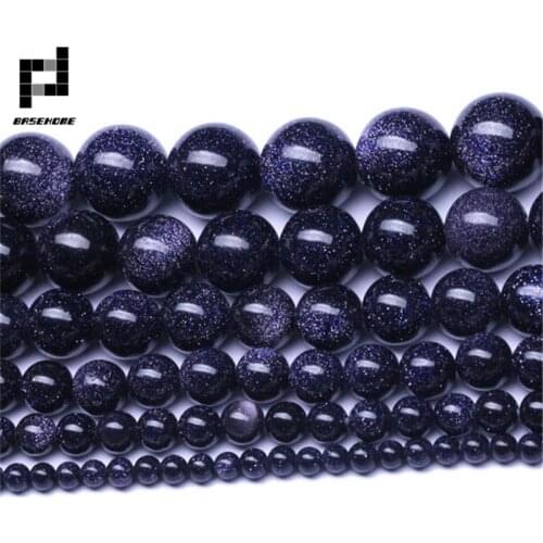 1strip Blue Sand Natural Stone Beads 4/6/8/10/12/14mm Round Crystal Quartz Loose Beads DIY Bead Bracelet Necklace Craft Jewelry