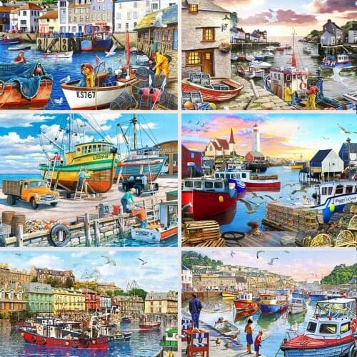 5D DIY Diamond Painting Sailboat Cross Stitch Kit Full Square Drill Embroidery Mosaic Art Picture of Rhinestones Home Decor Sale