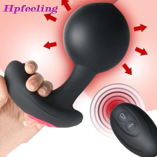 Inflatable Anal Dildo Vibrator Wireless Remote Control Male Prostate Massager Huge Butt Plug Anal Expansion Sex Toys For couples