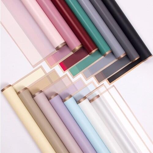 20PCS Golden Border Bouquet Wrapping Paper Translucency Waterproof Wrap Paper Florist Pack Material Wedding Decorations Supplies