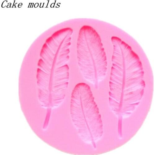 Wholesale Silicone mold K034 Mini feather shape Decoration Fondant cake mold chocolate mold Free shipping