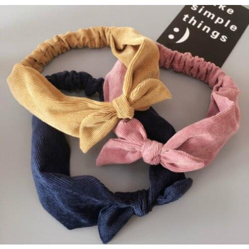 Autumn and winter corduroy cross knot hair band Rabbit ears bow headband retro hair band