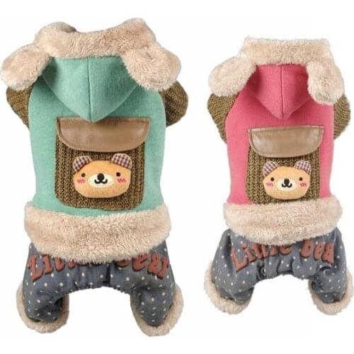 Petalk Quality Small Pet Outfit Warm Winter Cat Dog Jumpsuit Coat Hoodie Clothes Fleece inside Pet Overalls XS to XXL