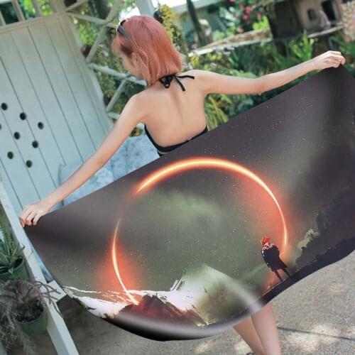 Outer Space Anime Mandala Microfiber Beach Towel for Adults Rectangular Bathroom Towels Sport/Gym/Bath Towel for Boys Mens Women