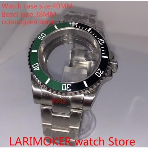 Suitable for NH35 NH36 Miyota 8215 40 mm sapphire glass 904L stainless steel case transparent back with bezel green black