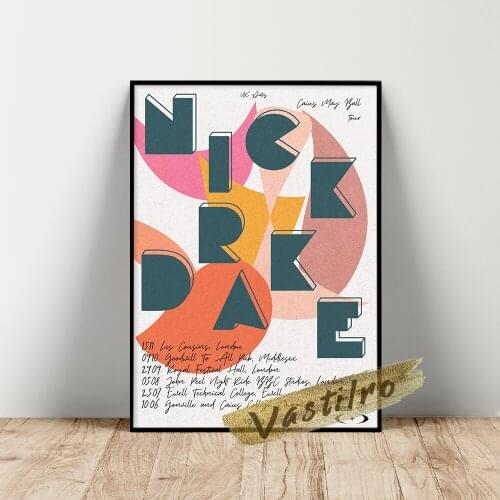 Nick Drake Tour Poster Abstract Letter Illustration Print Picture Decorate Bar Pub Club Coffee Shop Wall Decor Canvas Painting