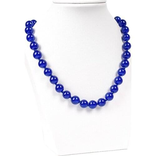Blue jade Size For 10mm Beads Handmade jewelry Necklace Customized For Female Party Findings 18inch Making H57