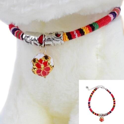 Bohemia Style Pet Cat Dog Collar With Bell Colorful Neck Strap With Extend Chain For Puppy Cats Pet Grooming Accessories 29-36cm