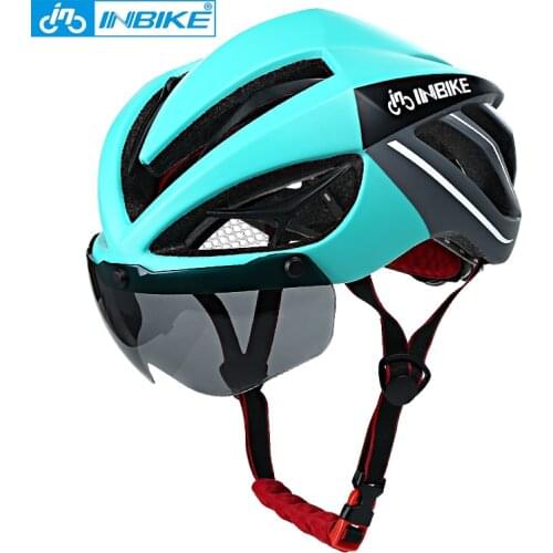 INBIKE Cycling Helmet Bicycle Helmet Magnetic Goggles Mountain Road Bike Helmet Sunglasses Cycle Glasses 3 Lens Bike Accessories