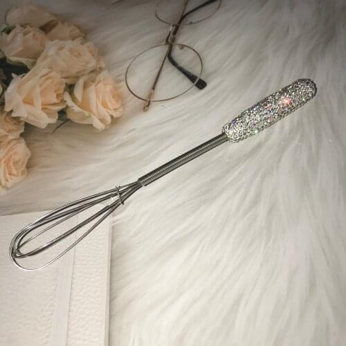 Crystal Egg Beater Rhinestone Handle Egg Whisk Stainless Steel Kitchen Wire Balloon Whisk Milk Egg Beater Egg Mixing Mixer Tools