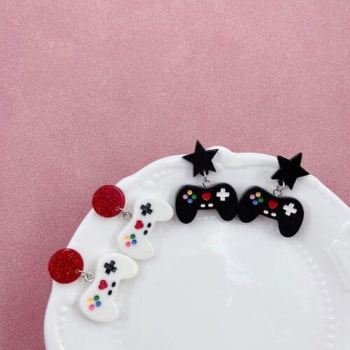 Vintage Funny Gamepad Earrings for Women Acrylic Game Cute Korea Earrings Fashion Jewelry Friends Gifts Heart Stars Ear Ring New
