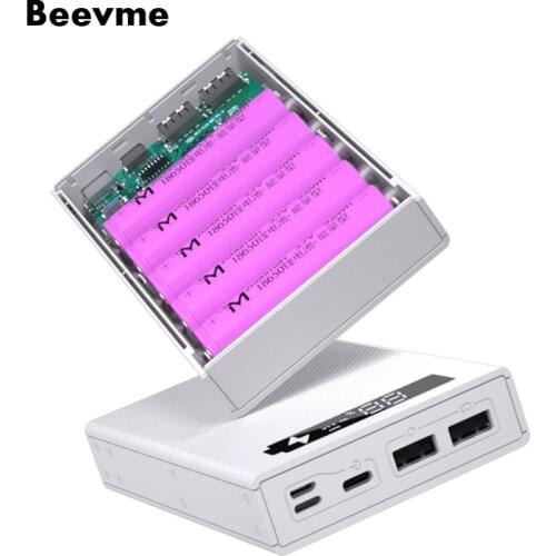 External 5V DIY 5*18650 Power Bank Case Dual USB Type C Battery Charge Storage Box Shell For Charging Mobile Phones Portable