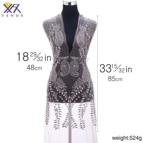 XFX VENUS 1pc beautiful flowers beaded bodice applique and crystal bodice Lady handmake Wedding Dress Accessories