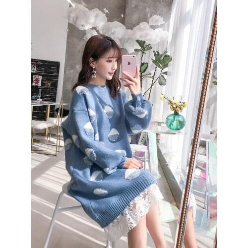 Super fire top 2018 autumn and winter loose sweater in long sweater sweaters winter clothes women