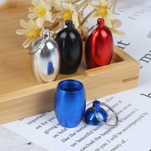 1pc Portable Keychain Aluminum Pill Case Waterproof Seal Medicine Organizer Box Outdoor Pocket Capsule Holder Container Key Ring