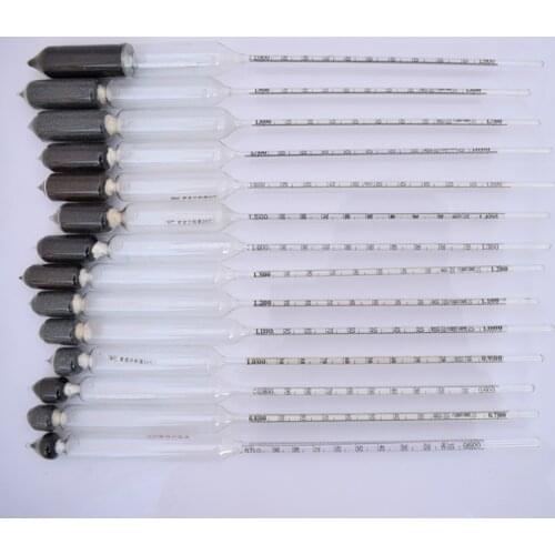14 PCS/lot 0.6-2/m3 glass hydrometers chemical laboratory glass Densitometers liquid hydrometer densimeter Density Meter