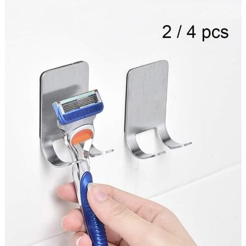 2 4Pcs Multi Purpose Adhesive Hooks Sticking Wall Hanger Stainless Steel Hook for Shower, Kitchen, Bathroom, Plug, Towel