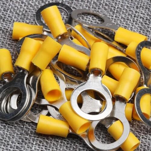 25PCS Yellow Insulated RV5-13 Ring terminal cable Crimp Terminal Cable Wire Connector
