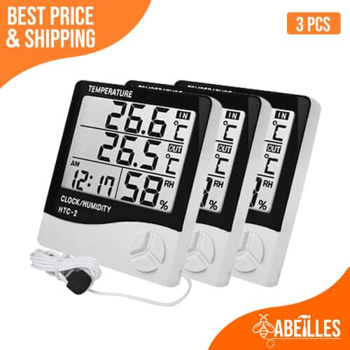 3 PCS /LOT HTC-2 Digital indoor and external Temperature and Humidity Time Clock Alarm