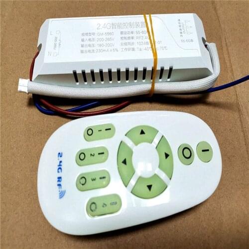 55-60W 65W 220V-265V Stepless dimming power supply 2.4G remote control dimmer driver for LED ceiling lighting dual color drive