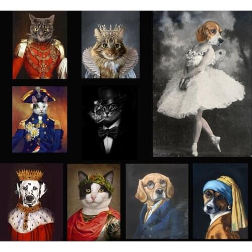 5D DIY Diamond Painting Funny Animal Dog Cat Pet Portrait Poster Cross Stitch Mosaic Embroidery Dimond Wall Art Kits Home Decor