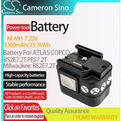 Cameron Sino Battery for ATLAS COPCO BS2E7.2T PES7.2T fits Milwaukee BS2E7.2T PES 7.2T Power Tools Replacement battery 3300mAh