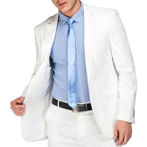White Slim Fit Wedding Men Suits Groom Tuxedos for Bridegroom Male Fashion Prom Wear 2 Pieces Jacket with Pants 2021