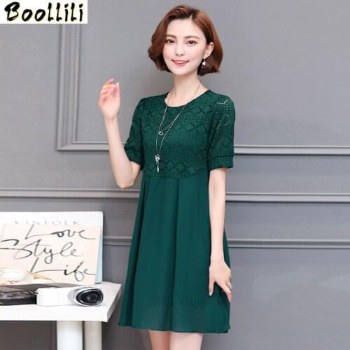 Boollili 2020 Summer Dress Female Patchwork Elegant Chiffon Ladies Dresses Short Sleeve Mini Vintage Vestido Casual Black