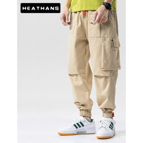 Autumn Elastic Waist Pants Mens New Style Fashion Multi-pocket Cargo Pants Men Young Loose Casual Solid Color Trousers For Male