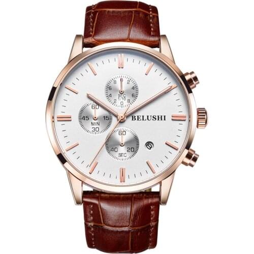 2020 Belos Business High-grade Mens Sports Watch Popular Quartz Watch Waterproof Multifunctional Calendar Watch Luxury