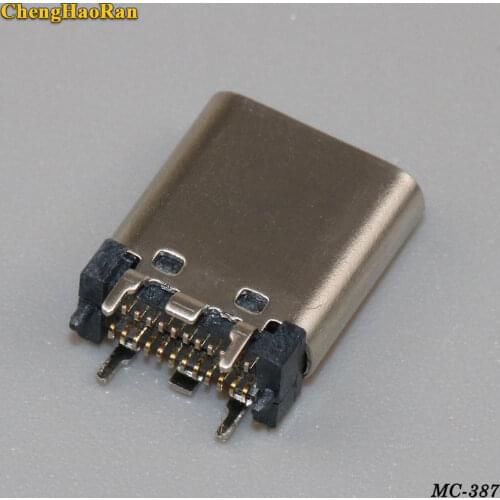 ChengHaoRan 2Pcs USB 3.1 Type C Female Socket Connector Vertical 180 degree High speed DIY Connectors