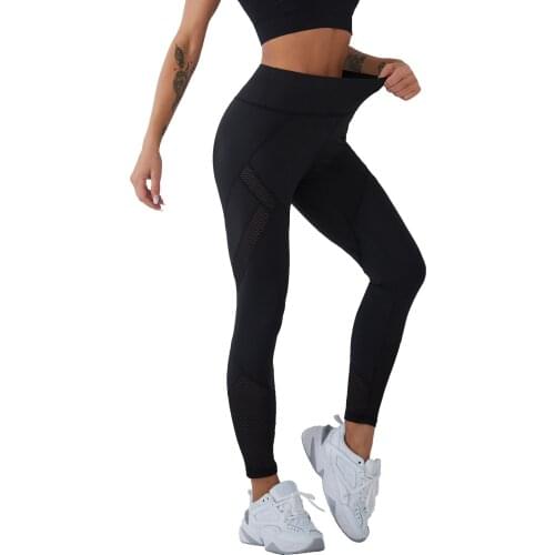 Black Sexy Women Mesh Yoga Pants Sport High Waist Leggings Fitness Running Pants Stretchy Sportswear Gym Workout Bike Clothing