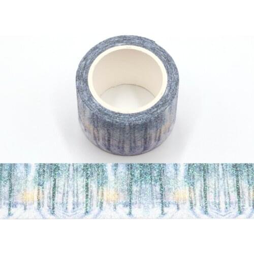 Forest snow scene Glitter Washi Tape cute Decorative Adhesive Tape DIY Scrapbooking Sticker Label Stationery