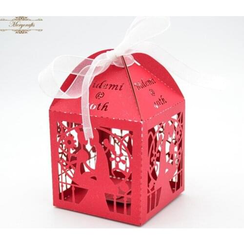 Elegant custom laser cut couple wedding sweet boxes from Mery crafts