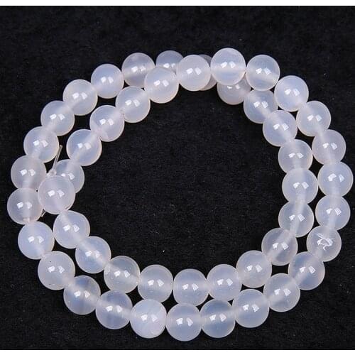Good Quality Natural White Agates Beads 4/6/8/10/12/14mm Round Stone Beads DIY Bead For Handmade Jewelry Making Accessories