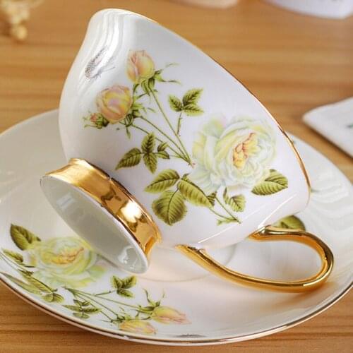 Bone China Coffee Cup Sets Colorful Flower Ceramic Tea Cups And Saucers British Office Teacup Porcelain Nice Gift