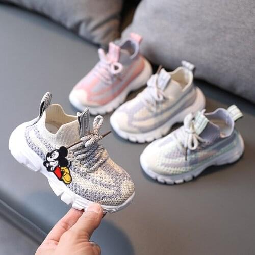 Disney Mickey casual shoes 2021 spring and autumn flying mesh sneakers boys girls breathable net shoes soft bottom toddler shoes