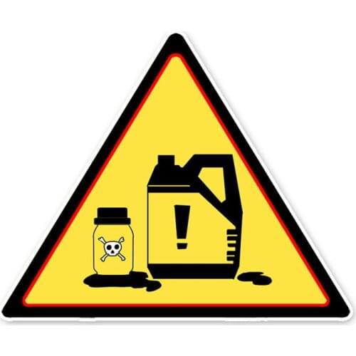 Hot Sell Attention Sign Pay Attention To Chemical Products Car Sticker Car Window Accessories Decal PVC 15cm*12cm Cover