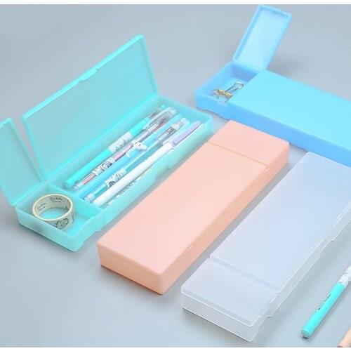 Cute Kawaii Simple transparent pencil case pencil box Plastic storage box Learning stationery Office Supplies