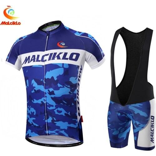 Malciklo Blue Green Yellow 3 Color Camouflage Cycling Jersey 2018 Pro Team Ropa Ciclismo Hombre Bike Wear Cycling Clothing Men