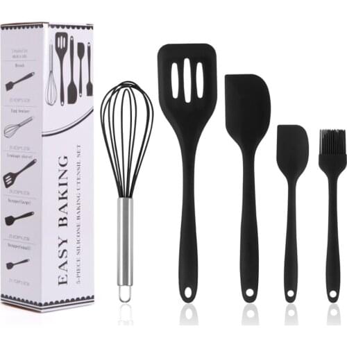 5 Pcs Silicone Kitchenware Set for Non-stick Pan Kitchen Tool Accessories Egg Beater Egg-whisk Oil Brush Frying Shovel Scraper