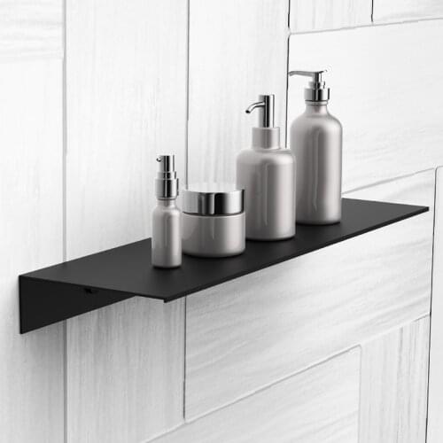 Nordic Bathroom Accessories Space aluminum Black Bathroom Shelves Kitchen Wall Shelf Shower Storage Rack 30-60cm Lenght