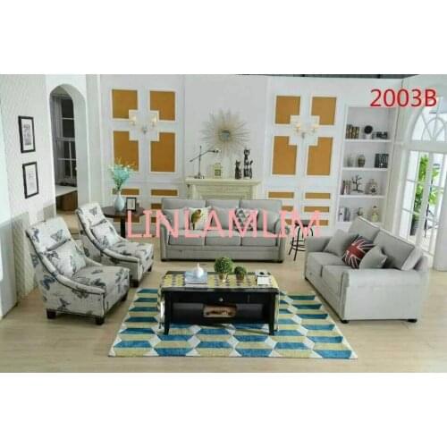 Newest Home Furniture European American Style modern Fabric sofa Living Room Sofas Wood Carving cloth sofa set 1+1+2+3 sitter