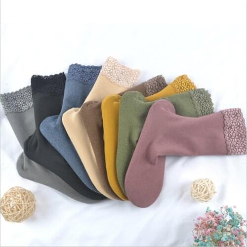 New Winter Warm Lace Stockings Japanese Retro Pile Stockings Harajuku Ing Tide Thickened Brushed Socks Women