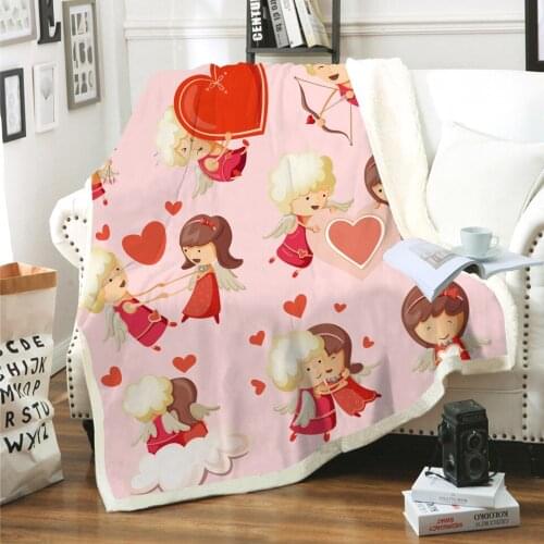 Cupid Love Baby 3D Printed Sherpa Blanket Couch Quilt Cover Travel Bedding Outlet Velvet Plush Throw Fleece Blanket Bedspread 09