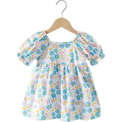 Princess Baby Girls Flower Print Dress Peter Baby Girls Patry Birthday Dress 2021 New kids summer clothes kids summer clothes